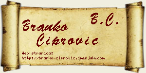 Branko Ćiprović vizit kartica